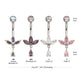 Titanium Internally Threaded Triple Marquise Gem Fan Navel with Floating Teardrop Gem Dangle