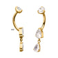 24Kt Gold PVD Titanium Internally Threaded Double Teardrop Prong Set Gem Dangle Navel
