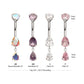 Titanium Internally Threaded Double Dangle Prong Set Teardrop Gem Navel