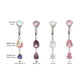 Titanium Internally Threaded Double Teardrop Prong Set Gem Dangle Navel