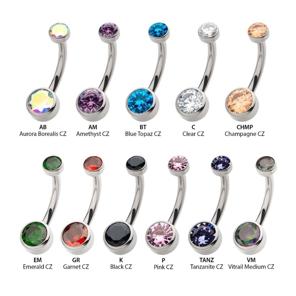 Titanium Internally Threaded Double Bezel Round with Smooth Rounded Back & Fixed Bottom Navel