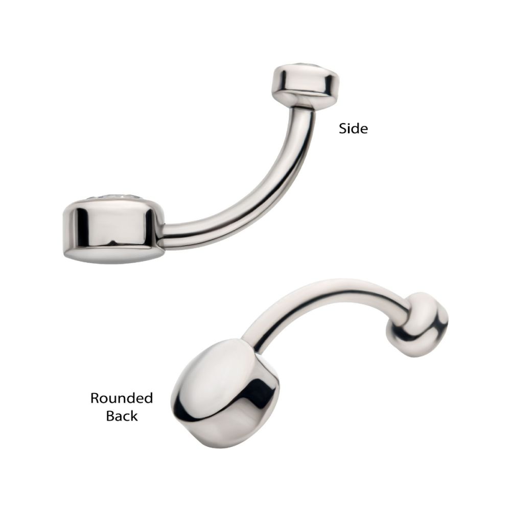 Titanium Internally Threaded Double Bezel Round with Smooth Rounded Back & Fixed Bottom Navel