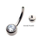 Titanium Internally Threaded Double Bezel Round with Smooth Rounded Back & Fixed Bottom Navel