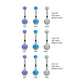 Titanium Internally Threaded with Bezel Set Double Opal Smooth Rounded Back Navel Curves