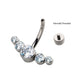 Titanium Internally Threaded with 5 Bezel Set CZ/Synthetic Opal Cluster Fixed Navel