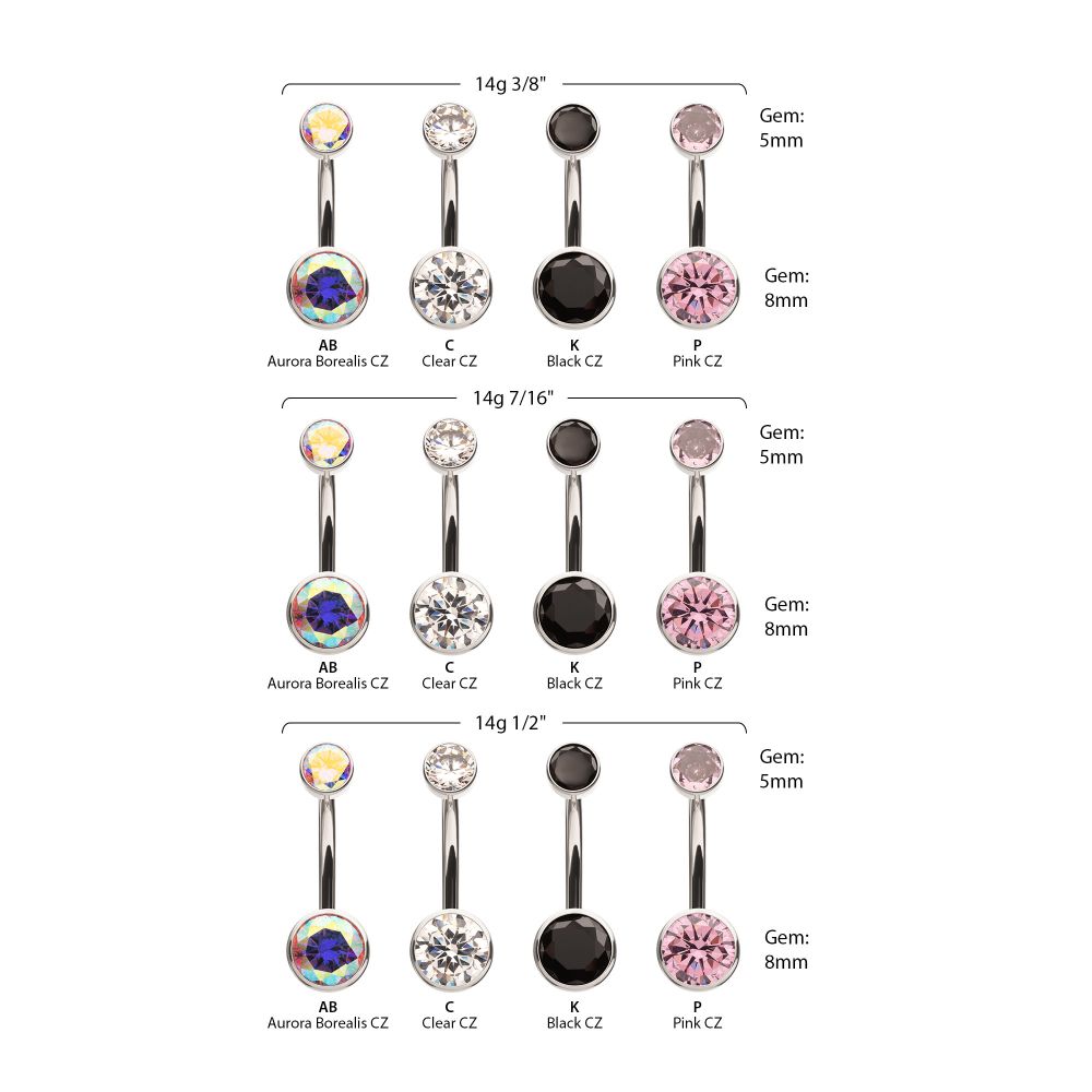 Titanium Internally Threaded Double Bezel Round with Smooth Rounded Back & Fixed Bottom Navel