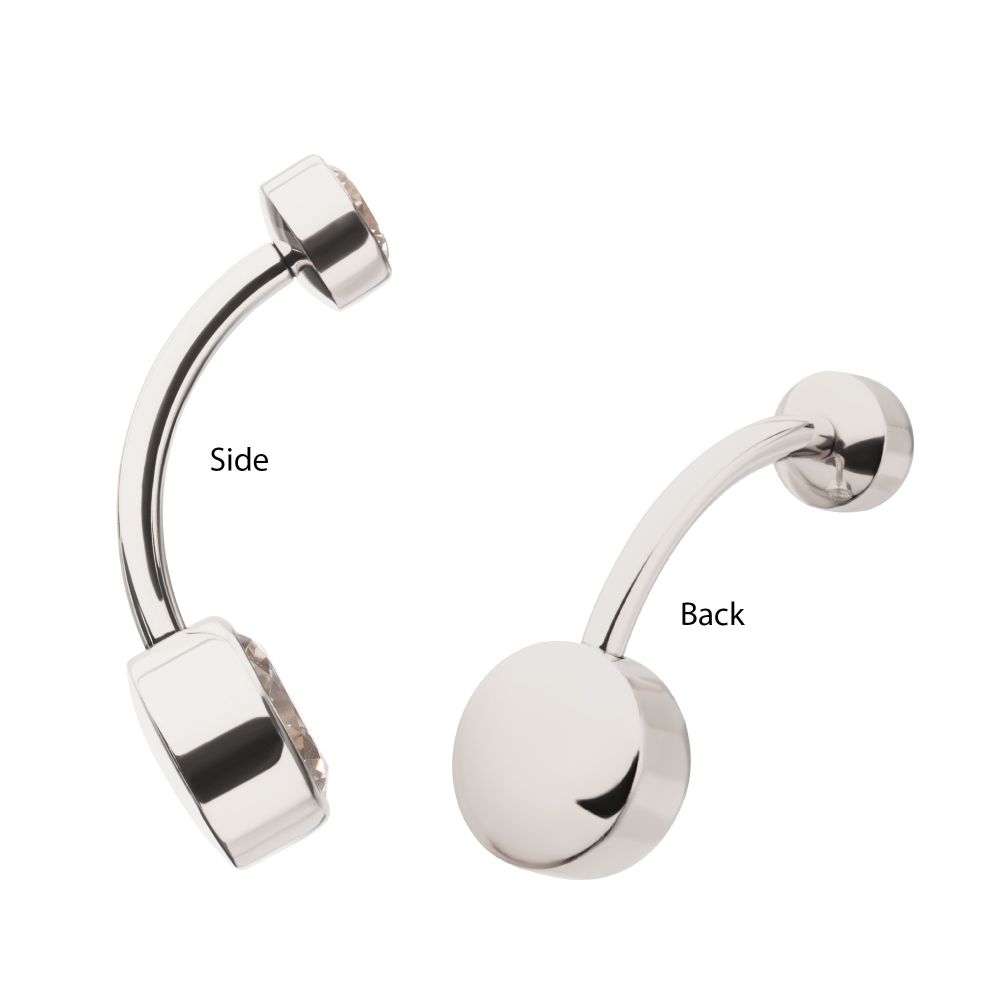 Titanium Internally Threaded Double Bezel Round with Smooth Rounded Back & Fixed Bottom Navel