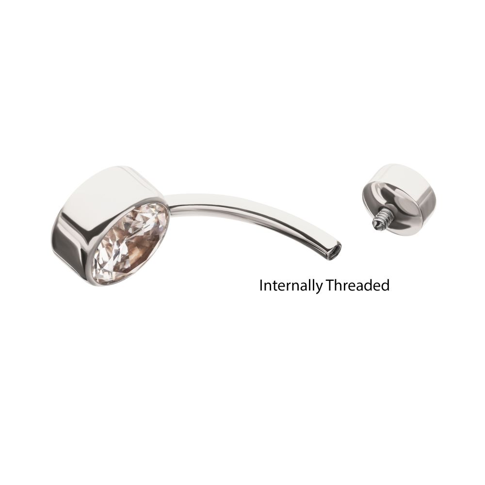 Titanium Internally Threaded Double Bezel Round with Smooth Rounded Back & Fixed Bottom Navel