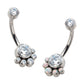 Titanium Internally Threaded with 5 Bezel Set Round CZ/Synthetic Opal Terraced Cluster Fixed Navel