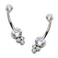 Titanium Internally Threaded with 3 Bezel Set Round Clear CZ Cluster Fixed Navel