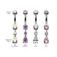 Titanium Internally Threaded Double Round Prong Set Gem with Teardrop Dangle Navel