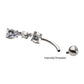 Titanium Internally Threaded Double Round Prong Set Gem with Teardrop Dangle Navel