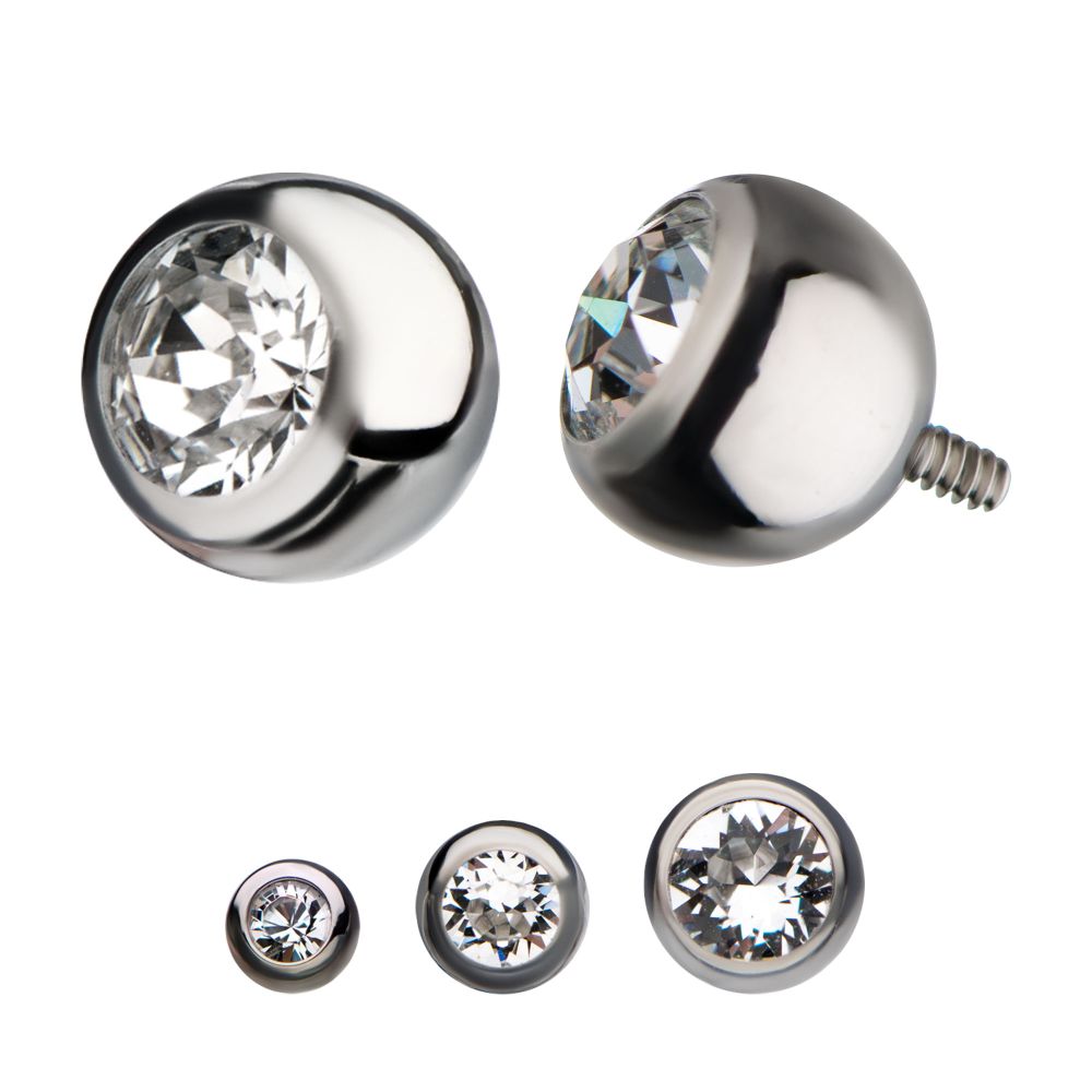 Titanium Internally Threaded Bezel Set Swarovski Crystal Ball Top