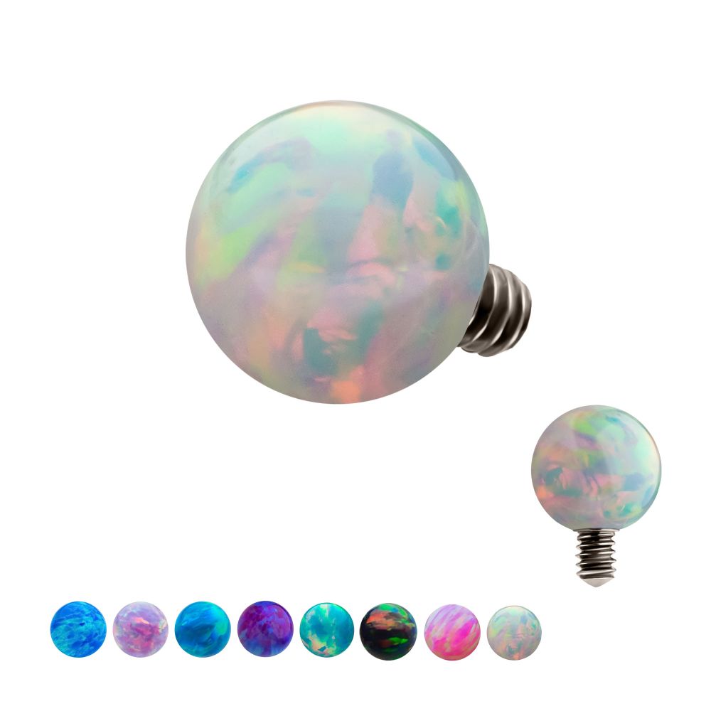 14g Titanium Internally Threaded with Synthetic Opal Ball Top
