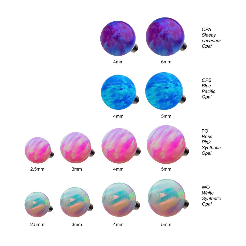 14g Titanium Internally Threaded with Synthetic Opal Ball Top