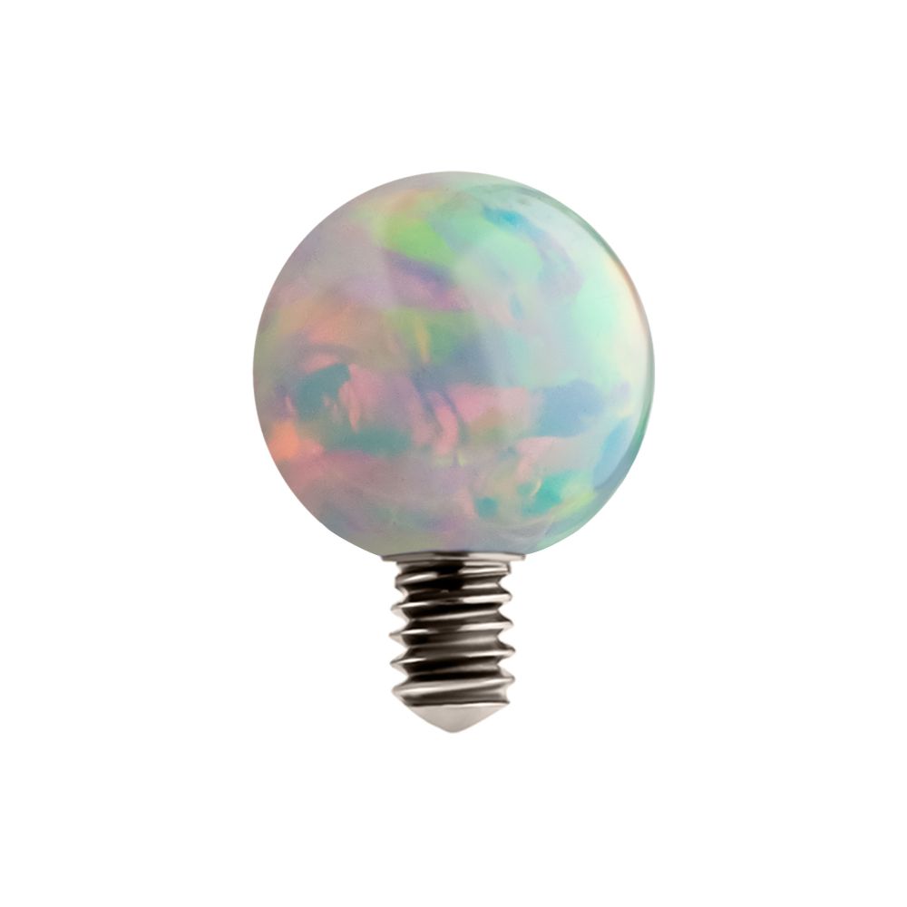 14g Titanium Internally Threaded with Synthetic Opal Ball Top