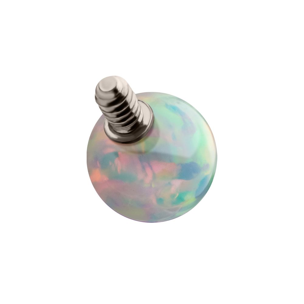 14g Titanium Internally Threaded with Synthetic Opal Ball Top