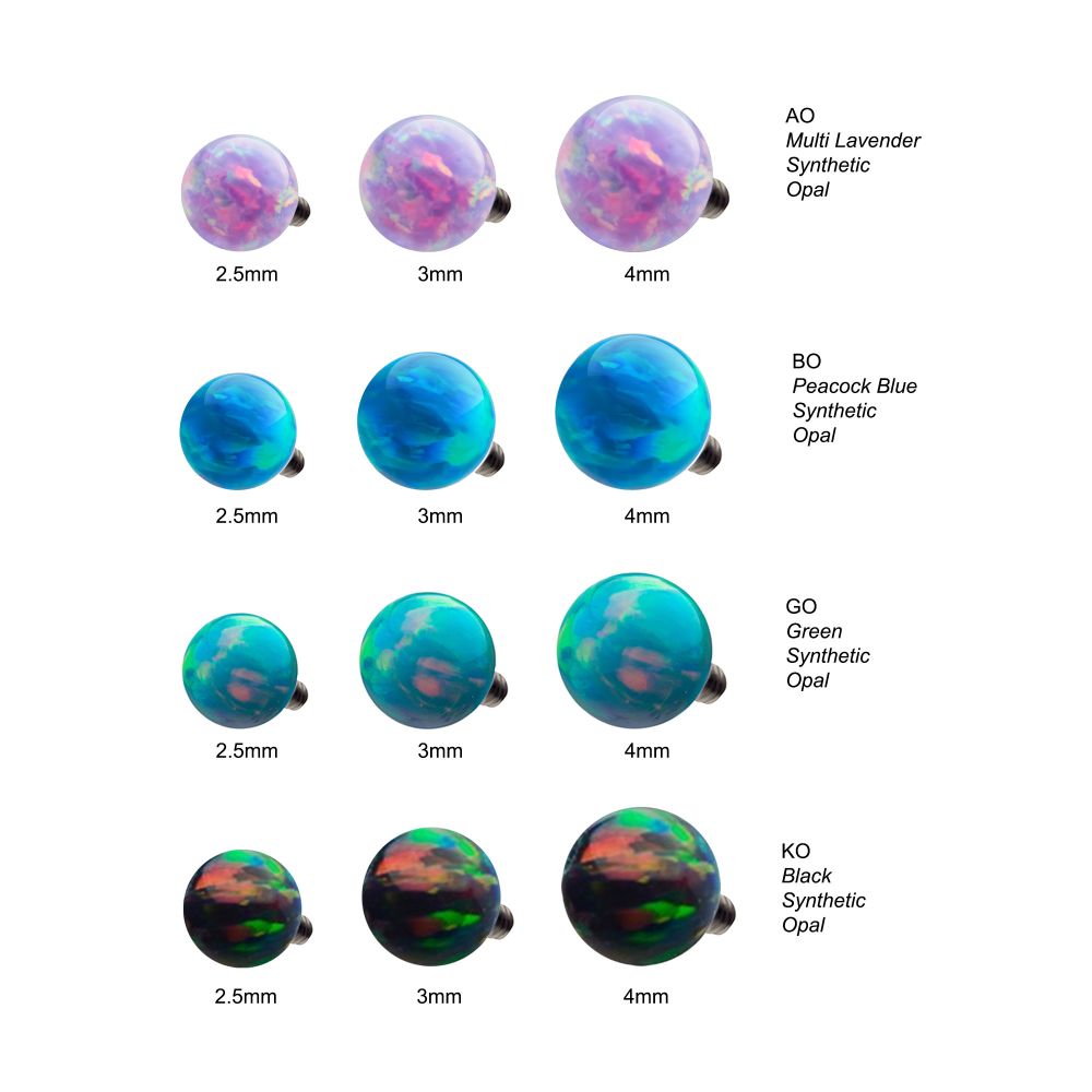 16g Titanium Internally Threaded with Synthetic Opal Ball Top