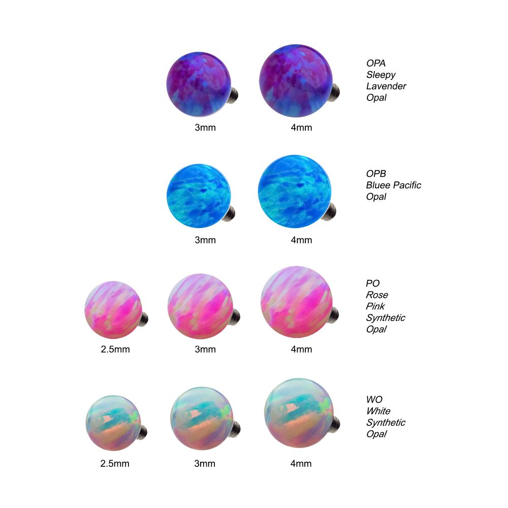 16g Titanium Internally Threaded with Synthetic Opal Ball Top