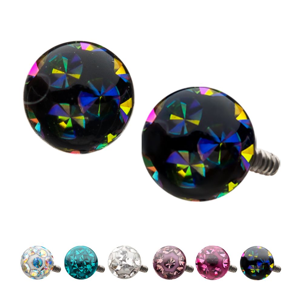 16g Titanium Internally Threaded Tiffany Ball Top with Genuine Preciosa Crystals