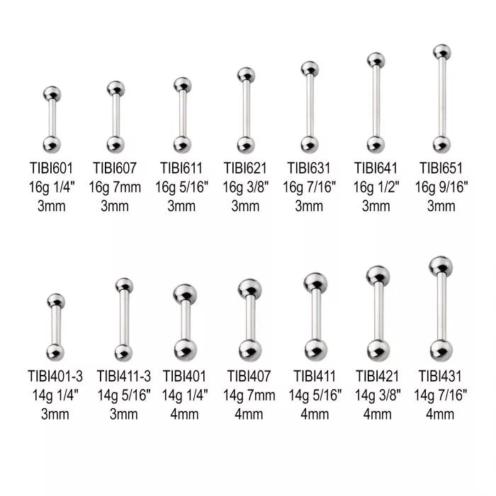 Titanium Internally Threaded Micro Barbells