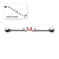 Titanium Internally Threaded Alternating Round & Baguette Prong Set Gem Cluster with Ball End Industrial Barbell