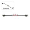 Titanium Internally Threaded Alternating Round & Baguette Prong Set Gem Cluster with Ball End Industrial Barbell