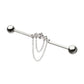 Titanium Internally Threaded 5 Round Prong Set Gem Cluster with 2-Tier Chain & Ball End Industrial Barbell