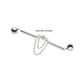 Titanium Internally Threaded 5 Round Prong Set Gem Cluster with 2-Tier Chain & Ball End Industrial Barbell