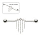 Titanium Internally Threaded 5 Round Prong Set Gem Cluster with 5 Chain Dangle & Ball End Industrial Barbell
