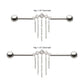Titanium Internally Threaded 5 Round Prong Set Gem Cluster with 5 Chain Dangle & Ball End Industrial Barbell
