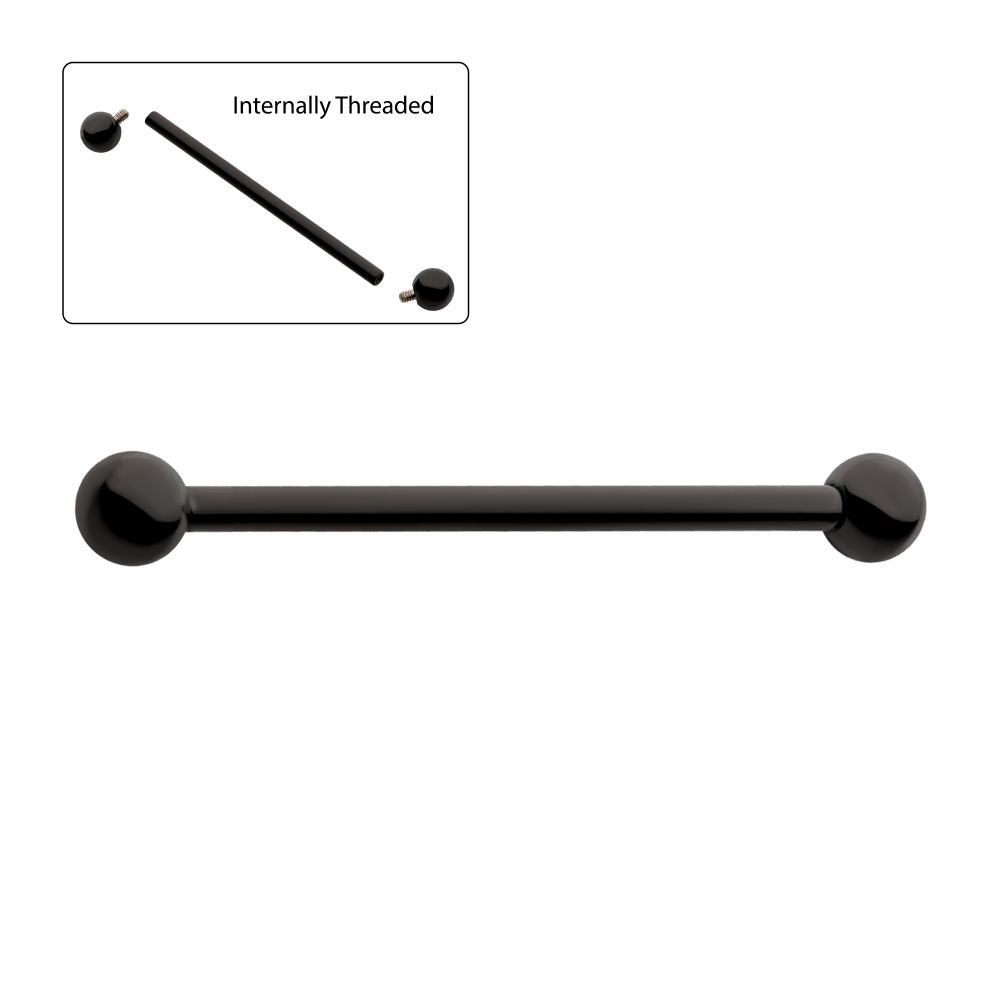 Black PVD Titanium-Internally Threaded Industrial Barbells