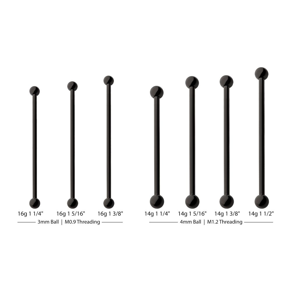 Black PVD Titanium-Internally Threaded Industrial Barbells