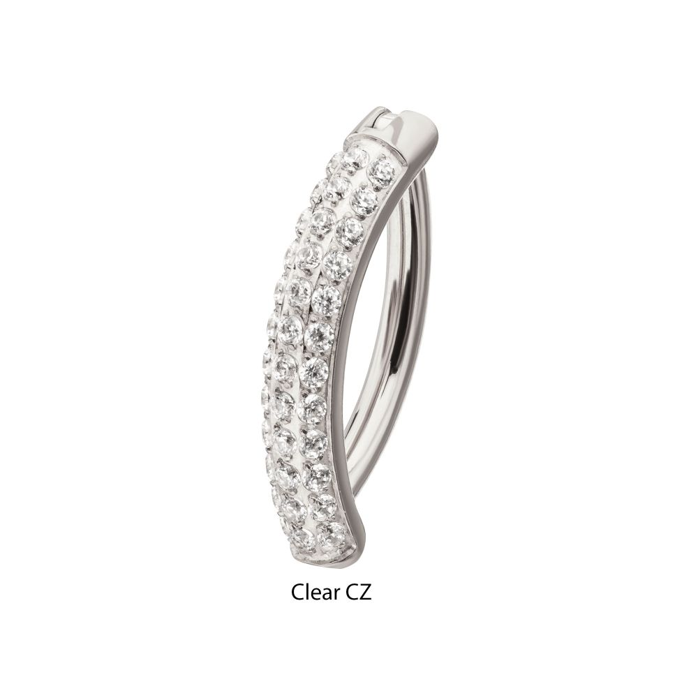 Titanium Triple Row Pave Gem Navel Clicker