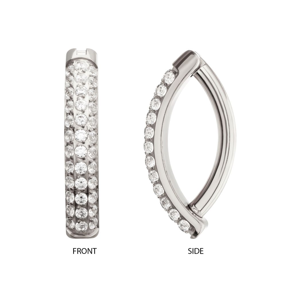 Titanium Triple Row Pave Gem Navel Clicker