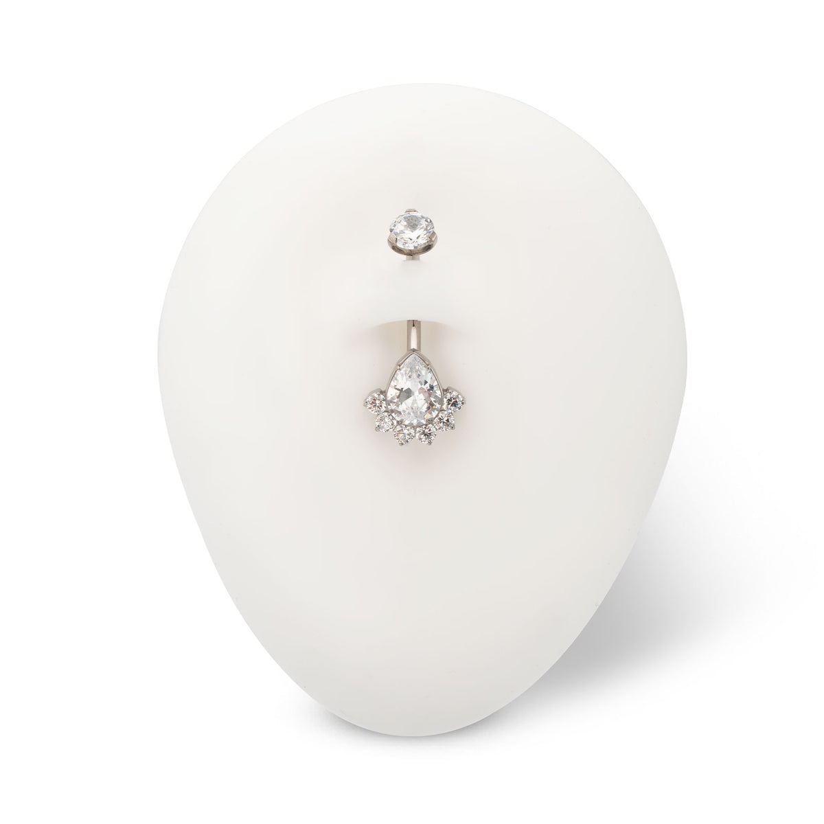 Titanium Internally Threaded Royal Cluster Teardrop Gem Fixed Bottom Navel