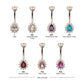 Titanium Internally Threaded Teardrop Halo with Clear Gem Edge Fixed Bottom Navel