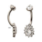 Titanium Internally Threaded Teardrop Halo with Clear Gem Edge Fixed Bottom Navel