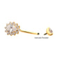 24Kt Gold PVD Titanium Internally Threaded Teardrop Halo with Clear Gem Edge Fixed Bottom Navel