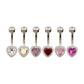 Titanium Internally Threaded Radiant Heart Halo with Clear Gem Edge Fixed Bottom Navel