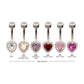 Titanium Internally Threaded Radiant Heart Halo with Clear Gem Edge Fixed Bottom Navel