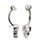 Titanium Internally Threaded Luxe Drop Heart Gem Fixed Bottom Navel