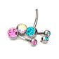 Titanium Internally Threaded with Bezel Set Double Swarovski Crystal Navel Curves