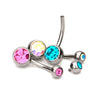 Titanium Internally Threaded with Bezel Set Double Swarovski Crystal Navel Curves