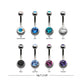 Titanium Internally Threaded with Bezel Set Double Swarovski Crystal Navel Curves
