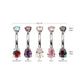 Titanium Internally Threaded Double Prong Set Teardrop Gem Fixed Bottom Navel