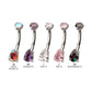 Titanium Internally Threaded Double Prong Set Teardrop Gem Fixed Bottom Navel