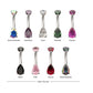 Titanium Internally Threaded Double Teardrop with 4-Prong Bottom Gem Fixed Bottom Navel