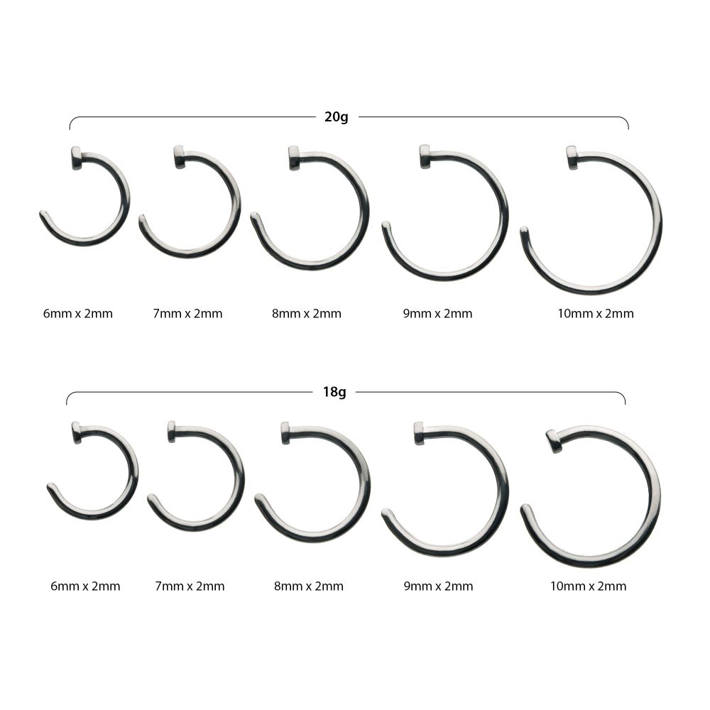 Titanium Flat Back Half Hoop Nose Ring