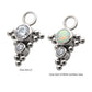 Titanium 11-Bead Bezel Round CZ/Opal 2-Cluster Charm